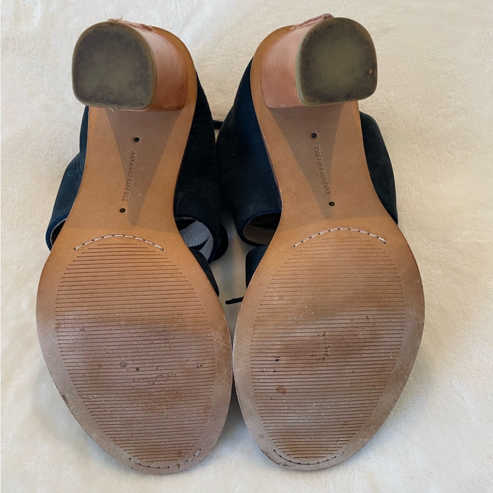 Frye Sofia Navy Suede Lace Up Block 4”Heel Sandal… - image 4